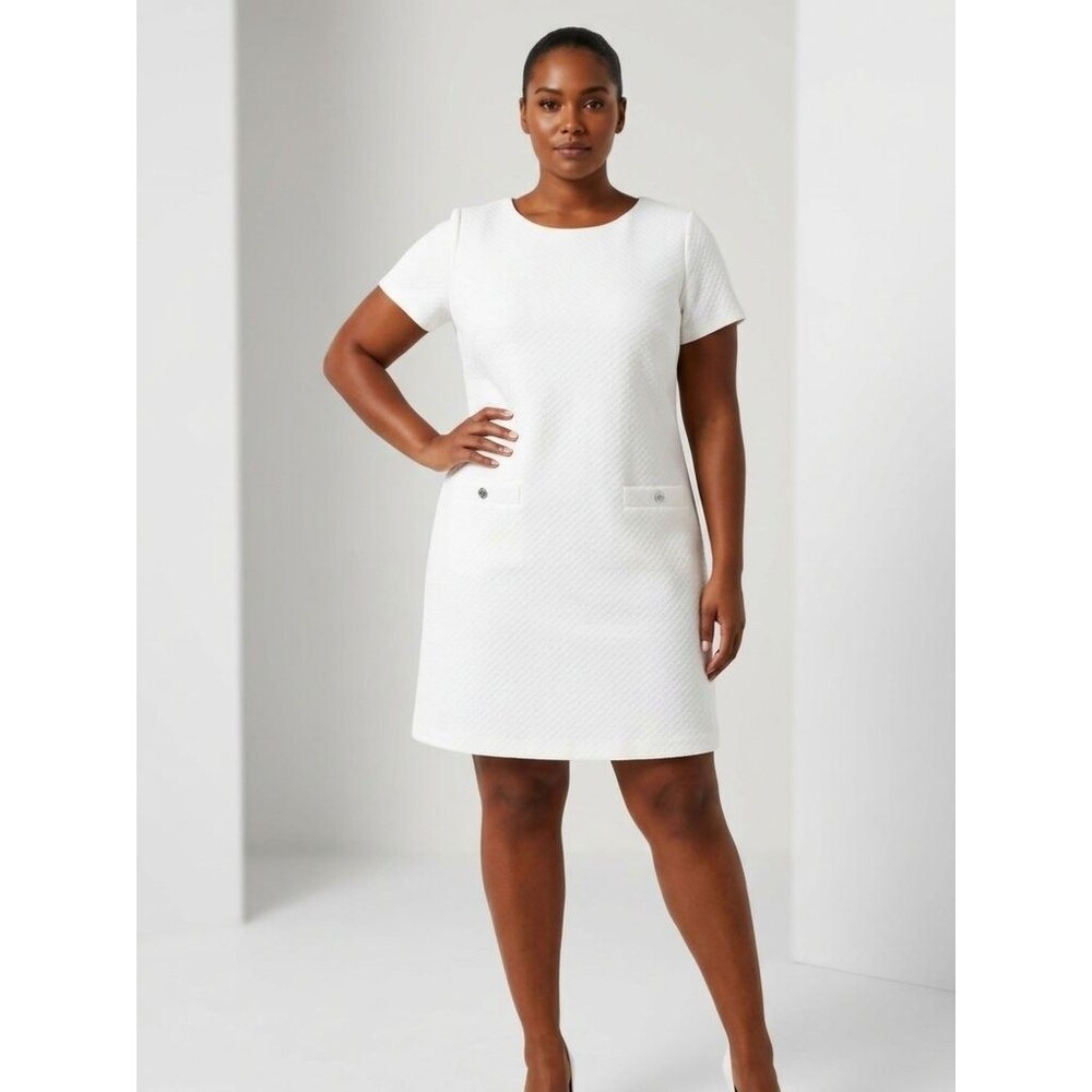 Tommy Hilfiger Textured Piqué Short Sleeve Shift Dress - Size 16